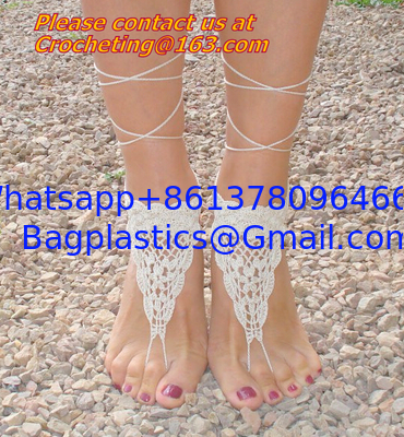 Crochet Barefoot sandals,Ivory Barefoot Sandles, Footless sandles Foot jewelry Anklet supplier