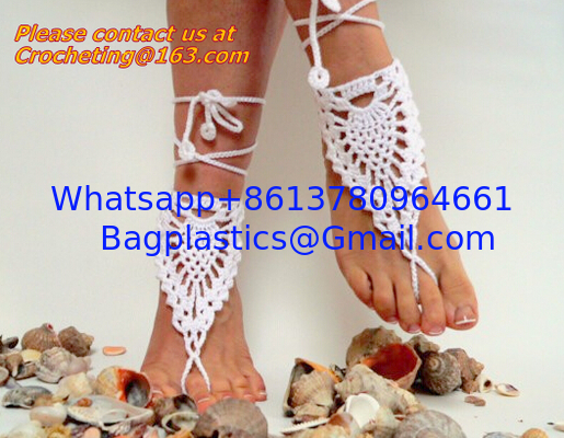 Crochet Barefoot sandals,Ivory Barefoot Sandles, Footless sandles Foot jewelry Anklet supplier