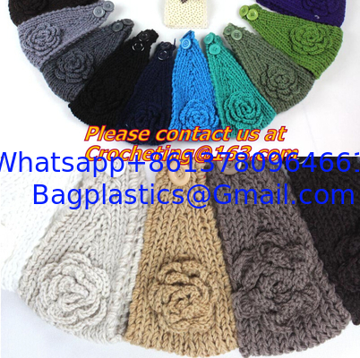 Women knitted headband with flower,crochet headband- Handmade tenia, Hair Accessories supplier