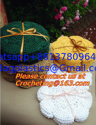 Household Handmade Flower Crochet Doilies, Round Cup Mat Pad, Coaster Placemats, doily supplier