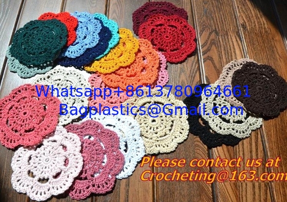 Multi Round Hand Made Crochet doily/placemat coasters/placemat set/shabby chic/place mats supplier