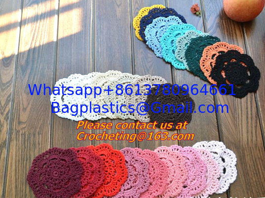 Household Handmade Flower Crochet Doilies, Round Cup Mat Pad, Coaster Placemats, doily supplier