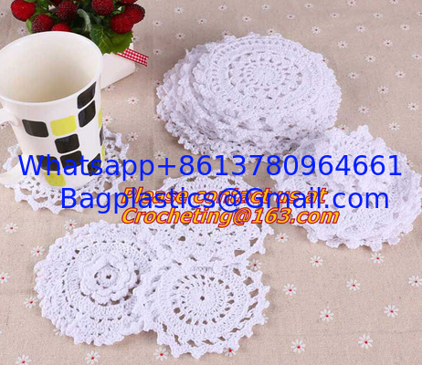 Household Handmade Flower Crochet Doilies, Round Cup Mat Pad, Coaster Placemats, doily supplier