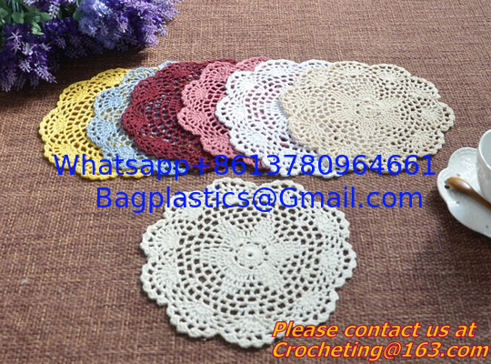 Cotton Vintage Doily Patterns Colored Crochet Doilies Placemats for Wedding Round Tablemat supplier