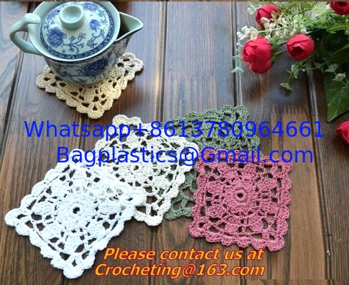 handmade hook needle coasters zakka vintage crochet cup mat mobile phone pad Crochet Dish supplier