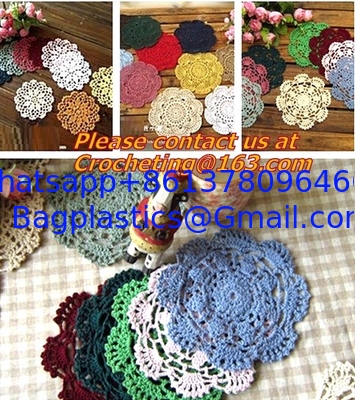 Handmade Crochet woven mat Cotton Lace Table Placemats Doilies handmade cup mat supplier