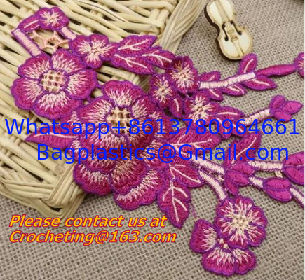 Diy sewing accessories handmade embroidered peony Flower Patch 3D flower motif applique supplier