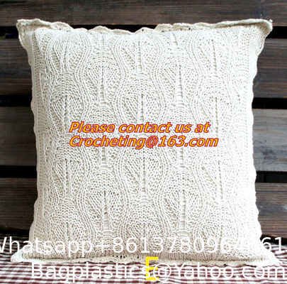 Cotton knitting Cushion cover, handmade crochet pillow cover, sofa cushion covers, pillow supplier