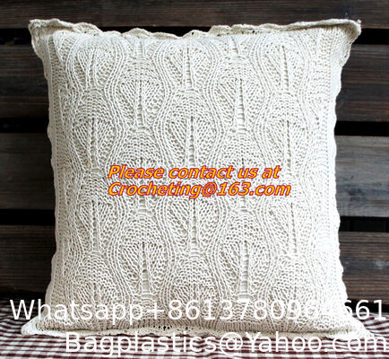 Cotton knitting Cushion cover, handmade crochet pillow cover, sofa cushion covers, pillow supplier
