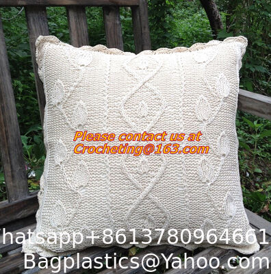 Cotton knitting Cushion cover, handmade crochet pillow cover, sofa cushion covers, pillow supplier
