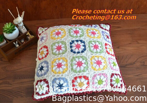 Cotton knitting Cushion cover, handmade crochet pillow cover, sofa cushion covers, pillow supplier