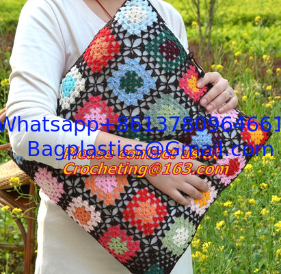 square Asian style colorful corchet hook made cotton pillow cover cushion overlay as home supplier