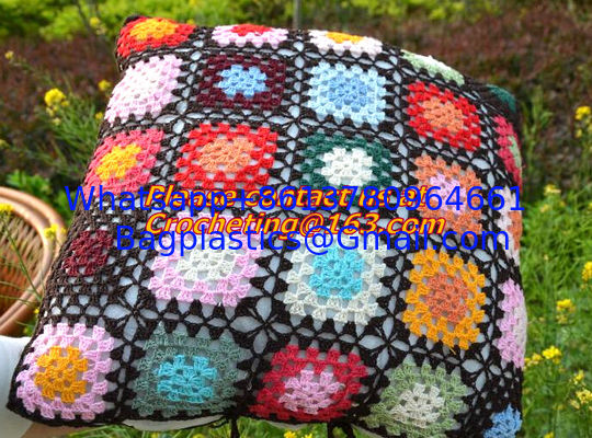 square Asian style colorful corchet hook made cotton pillow cover cushion overlay as home supplier