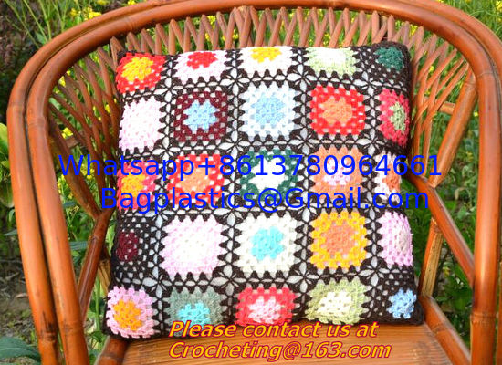 square Asian style colorful corchet hook made cotton pillow cover cushion overlay as home supplier