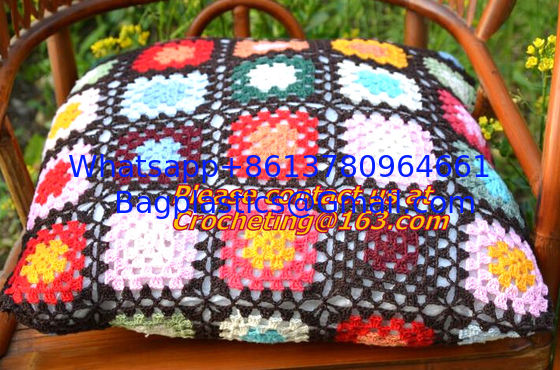 square Asian style colorful corchet hook made cotton pillow cover cushion overlay as home supplier