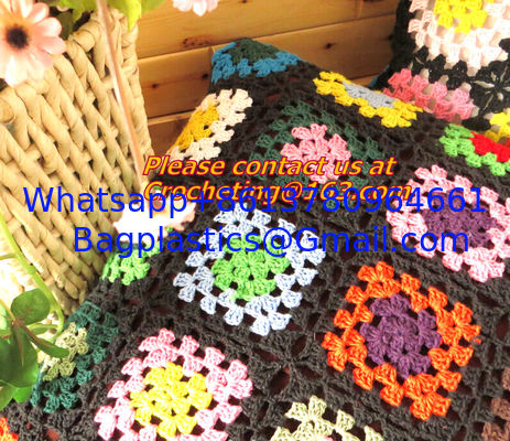 square Asian style colorful corchet hook made cotton pillow cover cushion overlay as home supplier