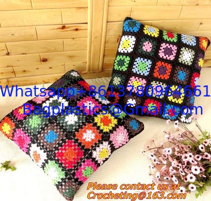 square Asian style colorful corchet hook made cotton pillow cover cushion overlay as home supplier