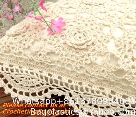 45x45 cm 100% natural cotton crochet hook pillow cover cushion cover white beige for sofa supplier