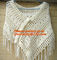 White Fringe Crochet Cape Poncho Shawl Wrap Jacket Granny Square Pattern Hippie Clothing supplier