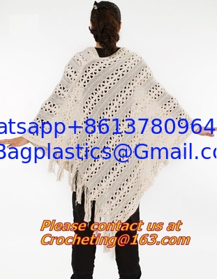 Womens Tassel Hollow Long Handmade Crochet Ponchos Wool Grandrelle Yarn Poncho Female supplier