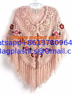 Crochet Scarf Women Pashmina Fur Designer Wrap Scarf Handmade Crocheted Multiwearing supplier