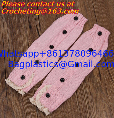 Little Girls Knitted leg warmers Crochet Lace Trim and Buttons children kids leg warmers supplier