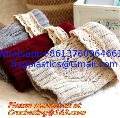 women knit boot cuffs acrylic cable pattern lace boot socks buttons leg warmers bontique supplier