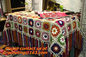 Hand-Woven Daisy colored stripes Crochet blanket flowers wallpaper table cloth crochet sof supplier