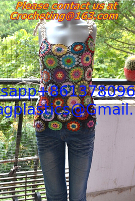 European style deep V-neck halter top ladies short paragraph bottoming openwork crochet to supplier