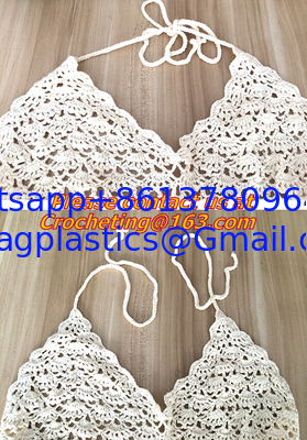 Celebrity Style Women Cotton Crochet Floral V-Neck Halter Bikini Tank Tops Summer Beach Sm supplier