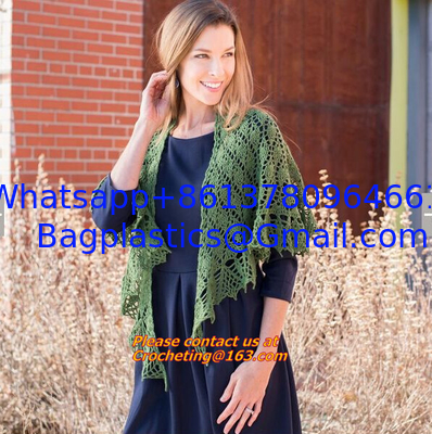 Pure Soft Cotton Outfit,Casual Sweater,Warm Knitted Ponc Green Free Knitting Crochet Woman supplier