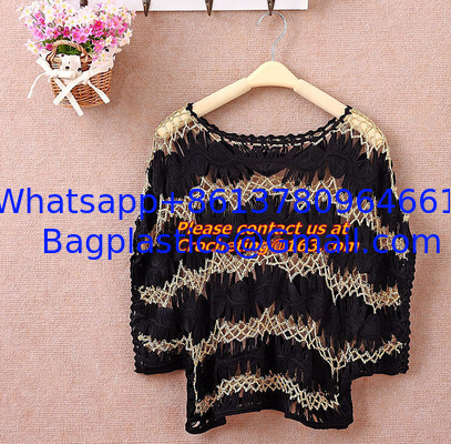 Women Hand Crocheted Batwing Sleeve Sweater, Cover up, pull over, Garment with hat, appare supplier