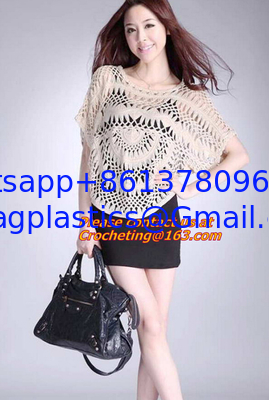 Crocheted, loose Crochet knitted blouse wears batwing hollow pullover sweaters top, hollow supplier