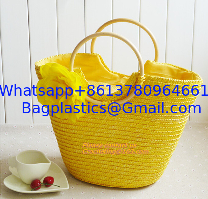 Fashion Straw Beach Bag Summer Weave Woven Women Shoulder Bags Straw Handbags with Ribbons supplier