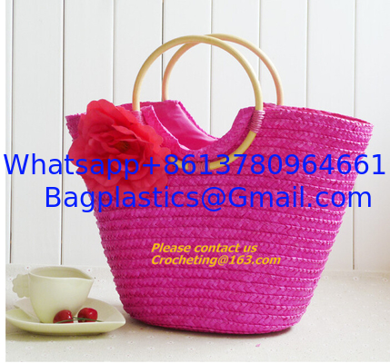 Fashion Straw Beach Bag Summer Weave Woven Women Shoulder Bags Straw Handbags with Ribbons supplier