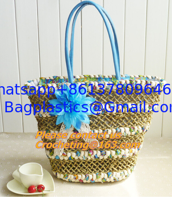 Fashion Straw Beach Bag Summer Weave Woven Women Shoulder Bags Straw Handbags with Ribbons supplier