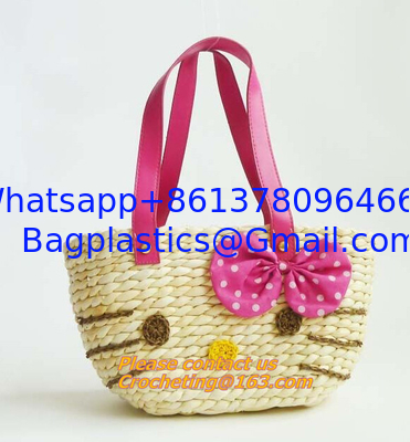 Fashion Straw Beach Bag Summer Weave Woven Women Shoulder Bags Straw Handbags with Ribbons supplier