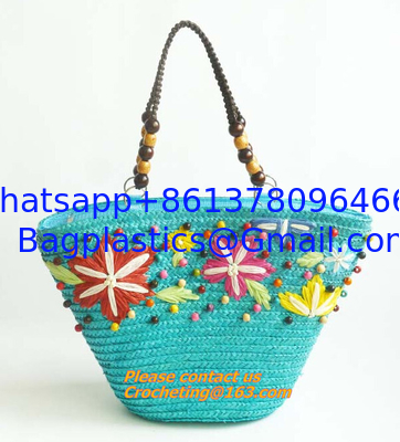 Fashion Straw Beach Bag Summer Weave Woven Women Shoulder Bags Straw Handbags with Ribbons supplier