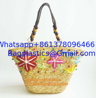 Fashion Straw Beach Bag Summer Weave Woven Women Shoulder Bags Straw Handbags with Ribbons supplier