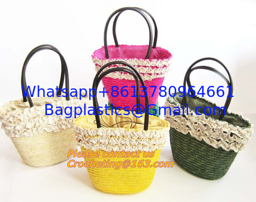 Fashion Straw Beach Bag Summer Weave Woven Women Shoulder Bags Straw Handbags with Ribbons supplier