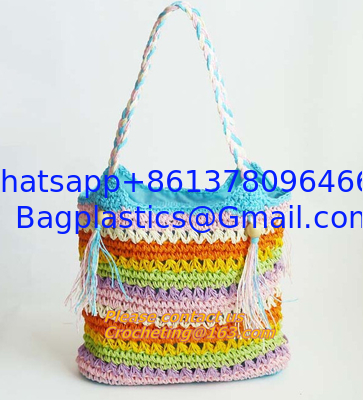 Fashion Straw Beach Bag Summer Weave Woven Women Shoulder Bags Straw Handbags with Ribbons supplier