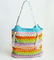 Fashion Women Straw Bag Weaving Bucket Style Travel Beach Shoulder Bags Charming Rainbow supplier