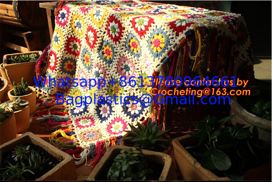 Handmade crochet hook Daisy striped blanket, Cashmere knitted blanket, sofa Weave blanket supplier