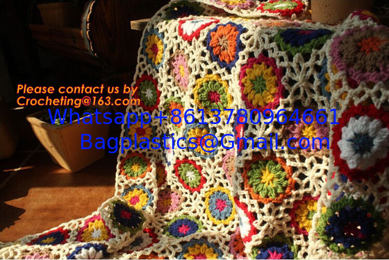 Handmade crochet hook Daisy striped blanket, Cashmere knitted blanket, sofa Weave blanket supplier