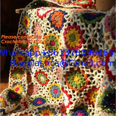 Handmade Crochet Pastoral Floral Blankets Decorative Sofa cover /Sofa Backrest Towel Weddi supplier