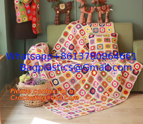 Handmade crochet hook Daisy striped blanket, Cashmere knitted blanket, sofa Weave blanket supplier