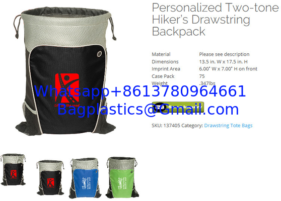 Cotton Laundry Bags, with Drawstring Closure, and Shoulder Strap, Custom Camouflage Cinch Up Backpacks, Custom supplier