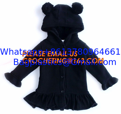 Superior quality kid sweater cute hooded girls thick dress coat, Commercial 100% cotton knitted kids long girls pullover supplier