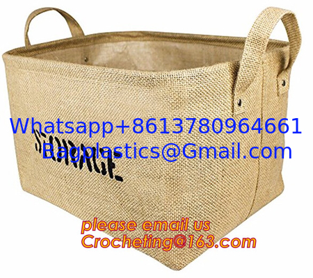 Custom-built hot sale jute clothes store receive cube storage basket, jute dirty clothes cube storage basket supplier