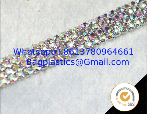 Decorative colourful beautiful rhinestones chain brass cup cahin for garment, pearl and rhinestone trimmings wholesale supplier